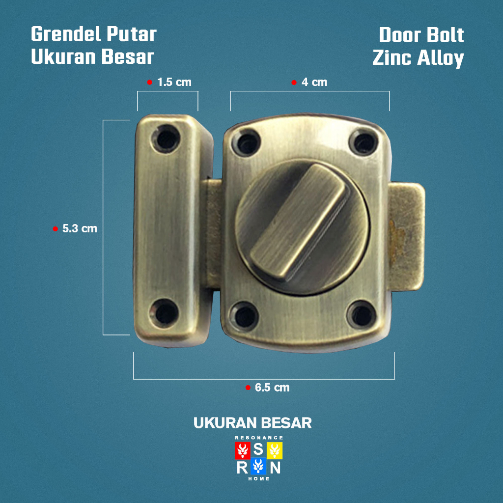 Grendel Pintu Kotak Bolak Balik Besar / Grendel Pintu Putar HiTAM Reso