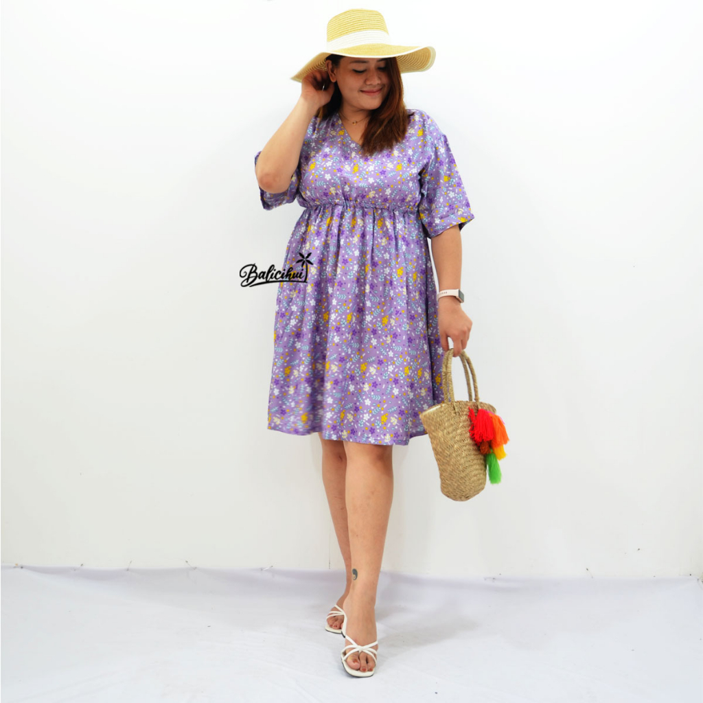 Balicihui Dress Pamela Dress Jumbo Plus Size Dress Wanita 4XL Dress Pendek Wanita