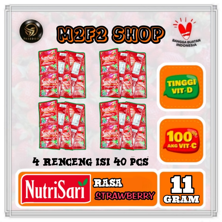 

NutriSari Minuman Serbuk Strawberry Stroberi Sachet - 11 gr (Kemasan 4 Renceng)