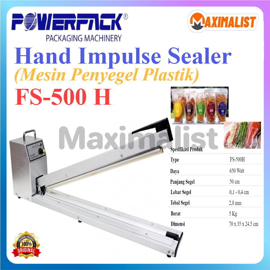 POWERPACK FS-500H FS-600H FS-800H FS-1000H Hand Sealer Panjang - Body Alumunium - Mesin Penyegel Pla