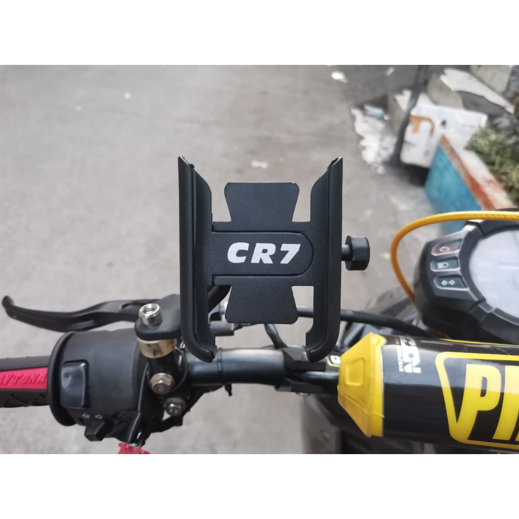 Phone Holder HP Motor Handphone Spion Sepeda Motor Stand Bracket Holder HP Motor Spion Bahan Besi CR7