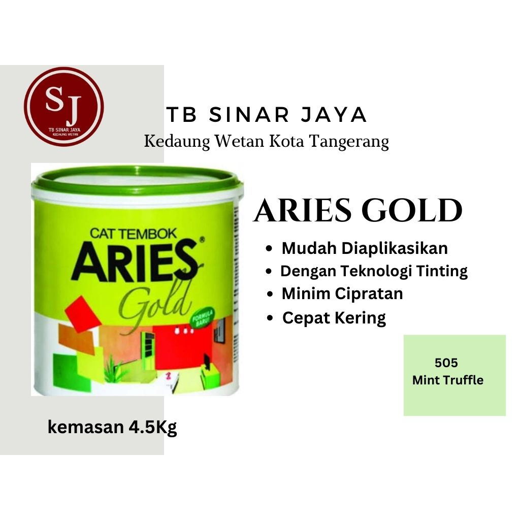 Aries Gold Galon 4.5Kg Cat Tembok Dinding Plafon Interior -505 Mint Truffle