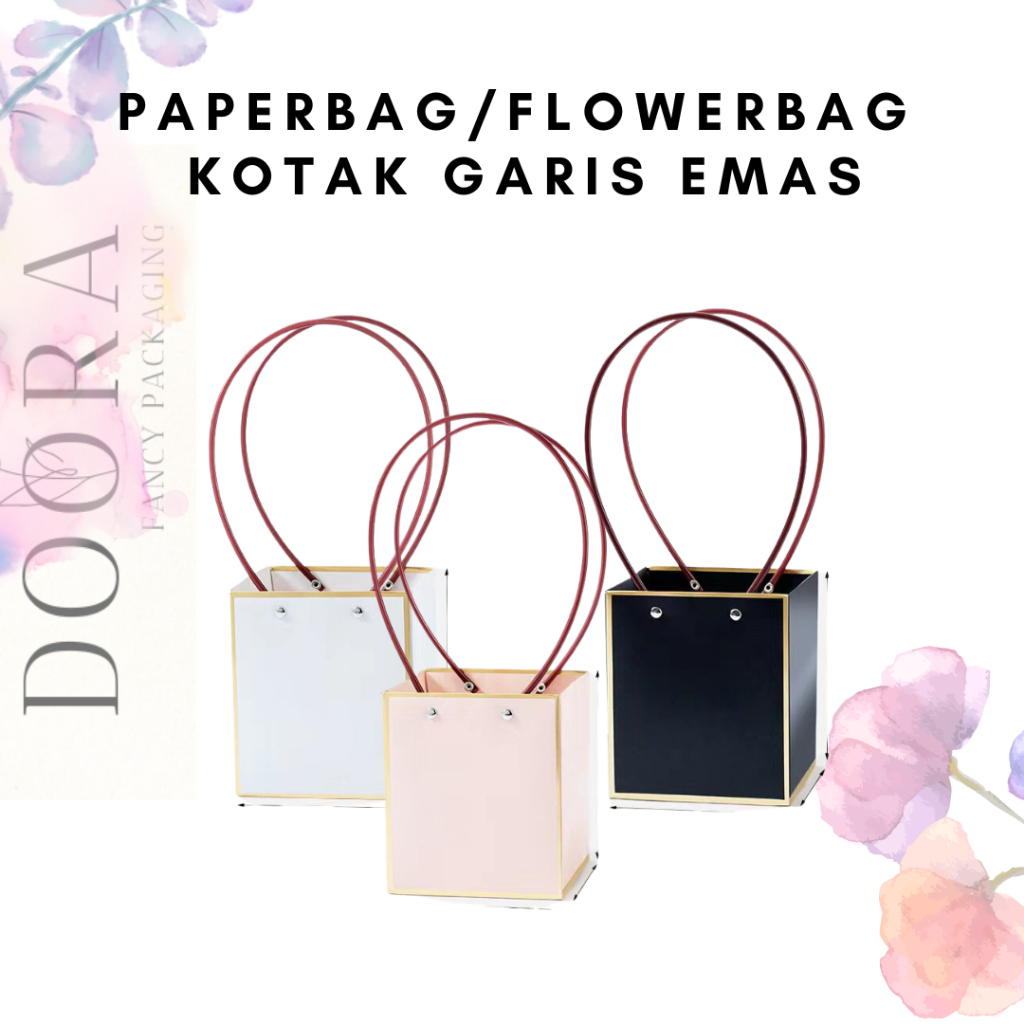 

Paper Bag Buket Bunga Kotak Garis Emas /Flower Bag/Flower Box/Bouquet Bag