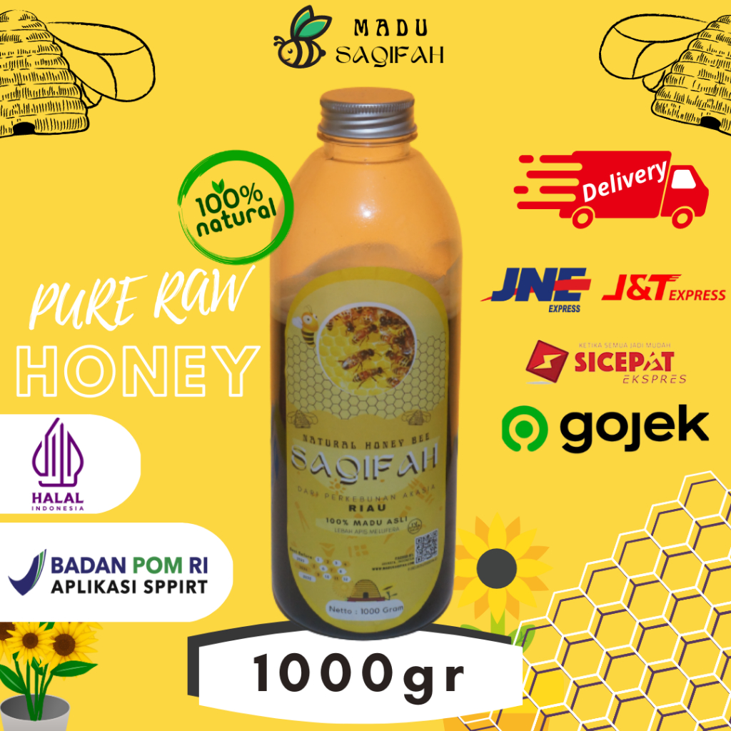 

Alami Pure Natural Raw Honey Bee SAQIFAH - Madu Murni 100% Asli Dari Nektar Akasia Sumatra - 1000gr