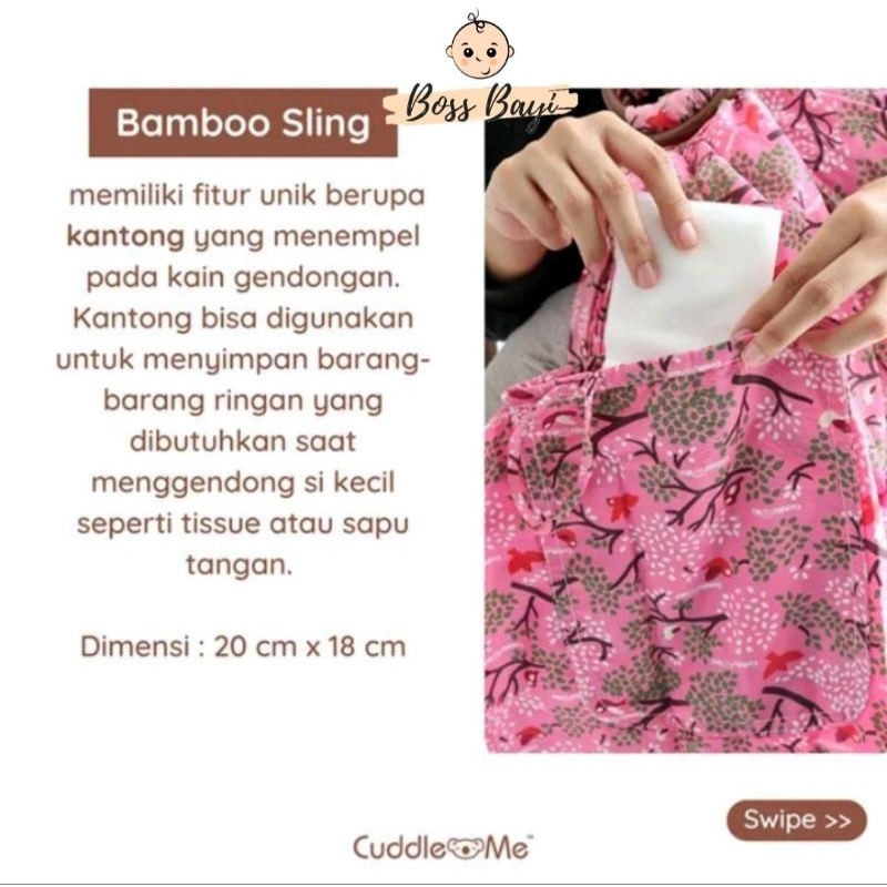 CUDDLE ME - RINGSLING BABY / Gendongan Bayi bahan Bamboo