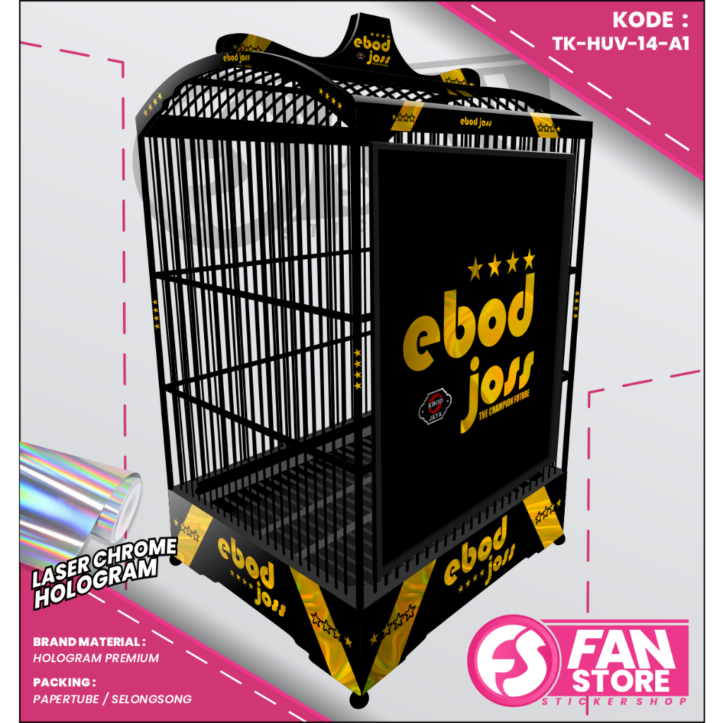 DECAL KANDANG KOTAK BURUNG KENARI,KACER SANGKAR EBOD,ORIQ,BNR HOLOGRAM UV