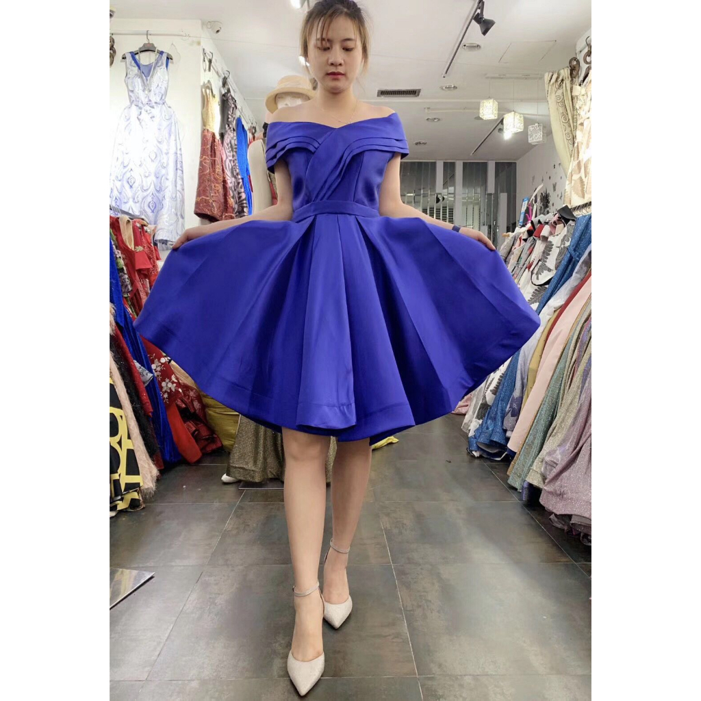 MiniDress sabrina biru metalic dress pesta fio8901
