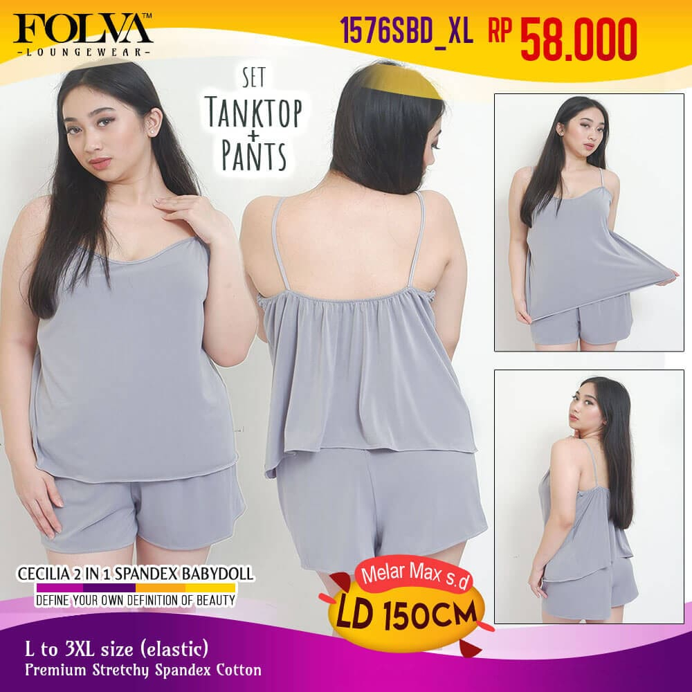 FOLVA Dress atasan wanita set celana pendek spandex 3XL big size jumbo