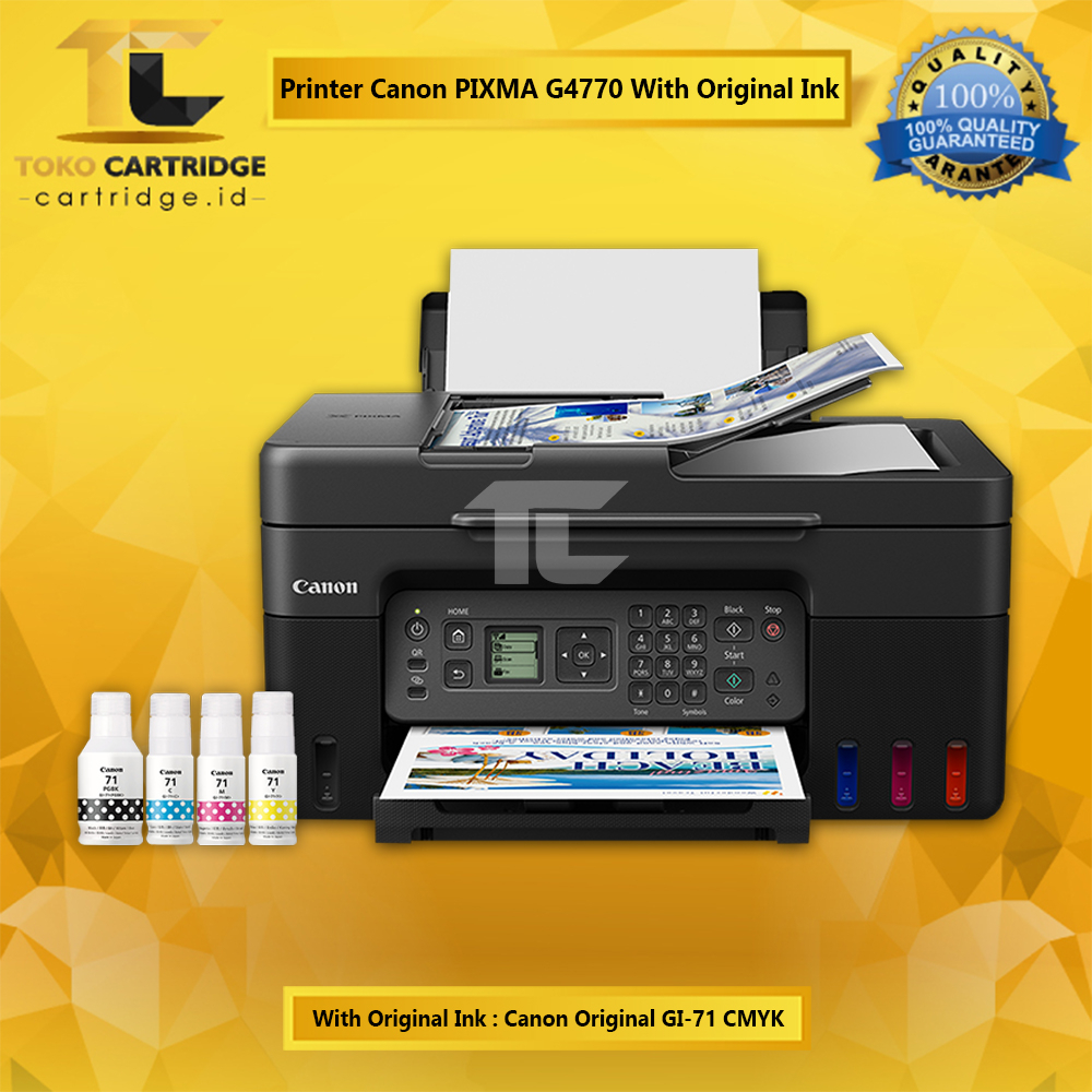 Printer G4770 Pengganti G4010 Pembuangan MCG04 MC-G04 Print A4 Scan Copy F4 ADF FAX Wifi Support Windows OS MAC Tinta Gi-71 GI71