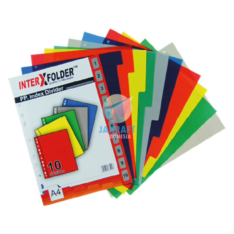 

(1 Set) Divider Plastik Pembatas Binder Ordner A4 isi 10 Tabs Tab Index Warna Warni Polos