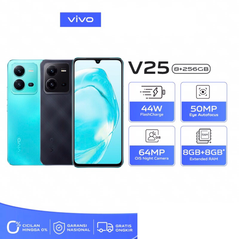 Vivo V25 5G | 8GB+256GB | Dimensity 900 | 64MP Triple Camera | 6.44&quot; AMOLED | NFC | Li-Po 4500mAh | Garansi Resmi Vivo 1 Tahun