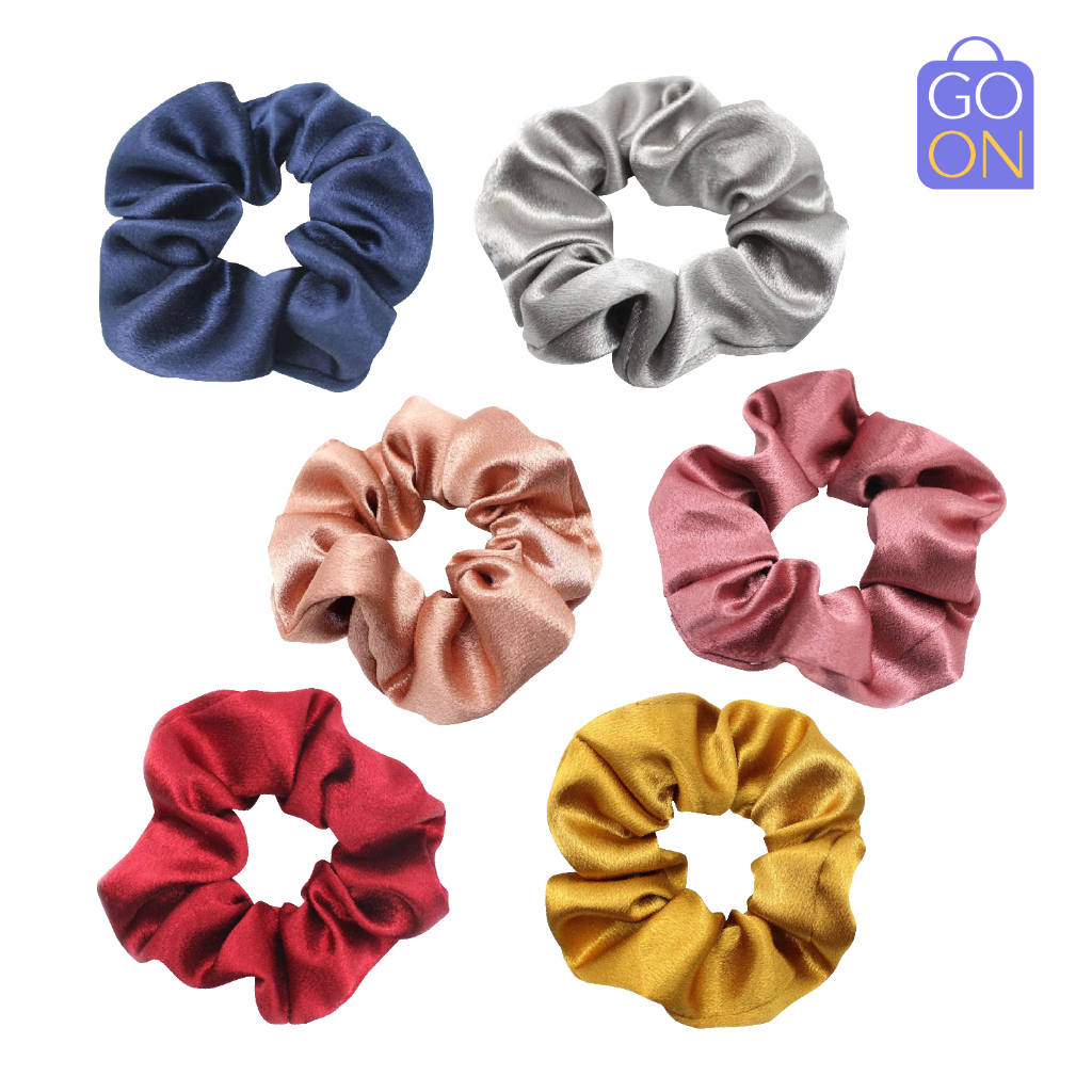 GO ONLINE Scrunchie Bahan Satin - Kunciran Ikat Rambut Korea Cepol Hijab / Jilbab [ Gratis Ongkir / Cod ]