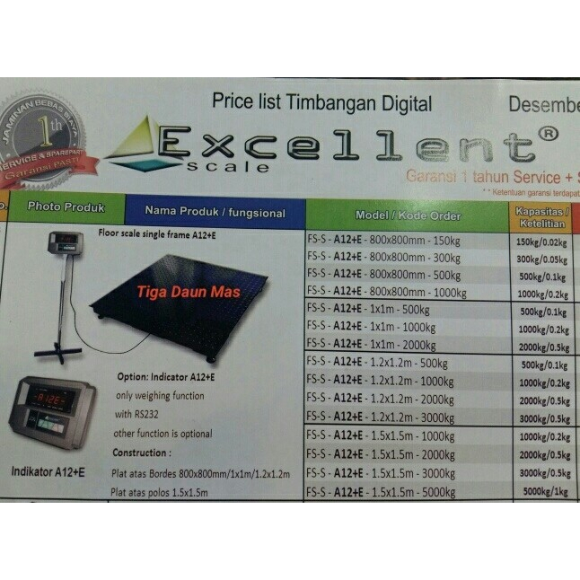 Timbangan Lantai Excellent / Timbangan Excellent Floor Scale 80 Cm x 80 Cm