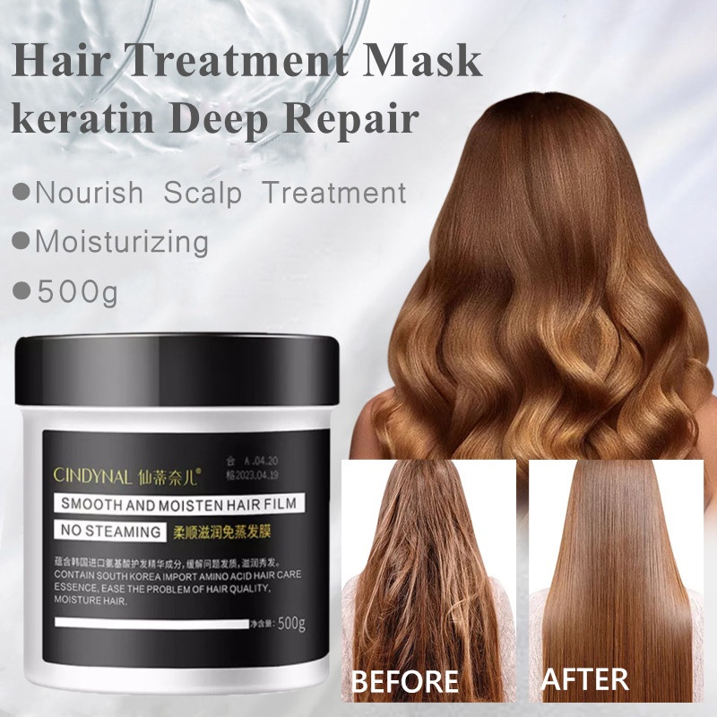 Hair Mask Keratin Masker Rambut Keratin 500g Salon Perawatan Rambut Masker Rambut Keratin Memperbaiki Rambut Rusakkering Keriting Sangat Menutrisi Perawatan Rambut Wangi Tahan Lama