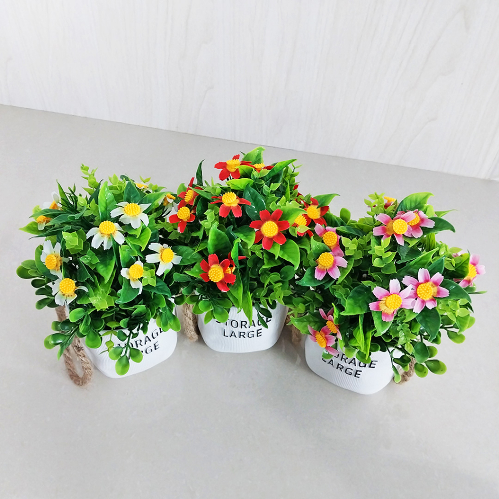 Tanaman Hias Bunga Plastik Pot Bunga Bonsai Palsu Pajangan Ornamen Dekorasi Rumah Cantik Artificial Flower Azgalery PBP165