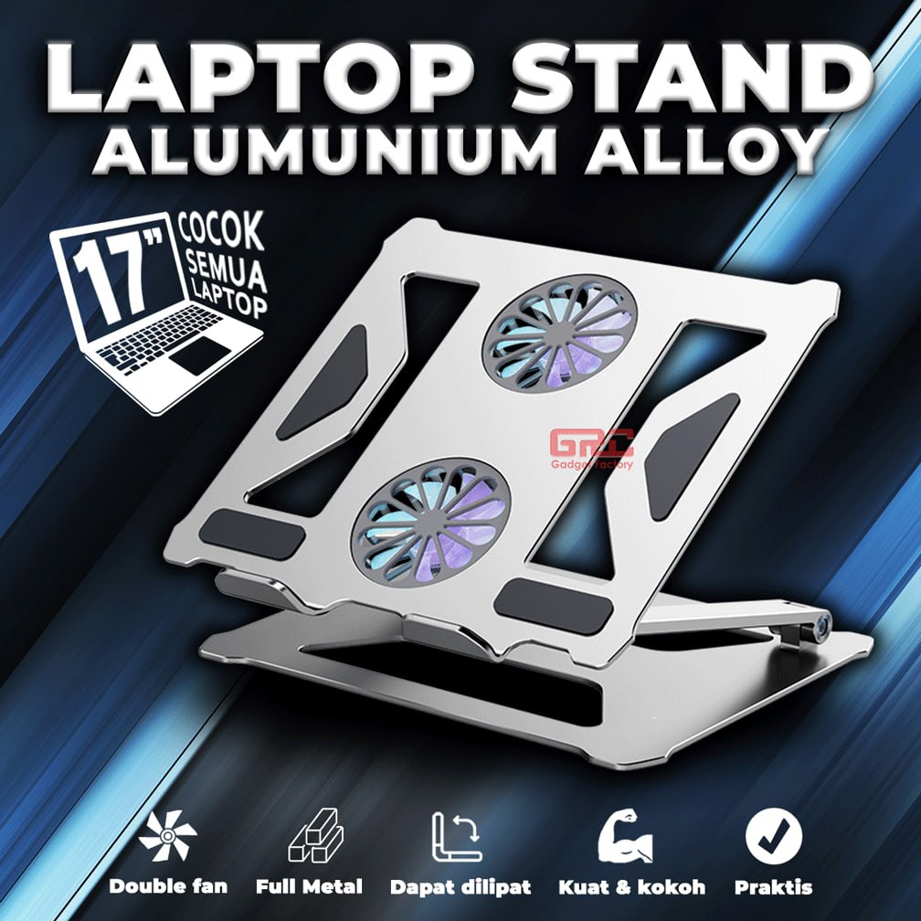 Laptop Stand With Cooler Fan Holder Standing Laptop Macbook Tab 17 inch Kipas