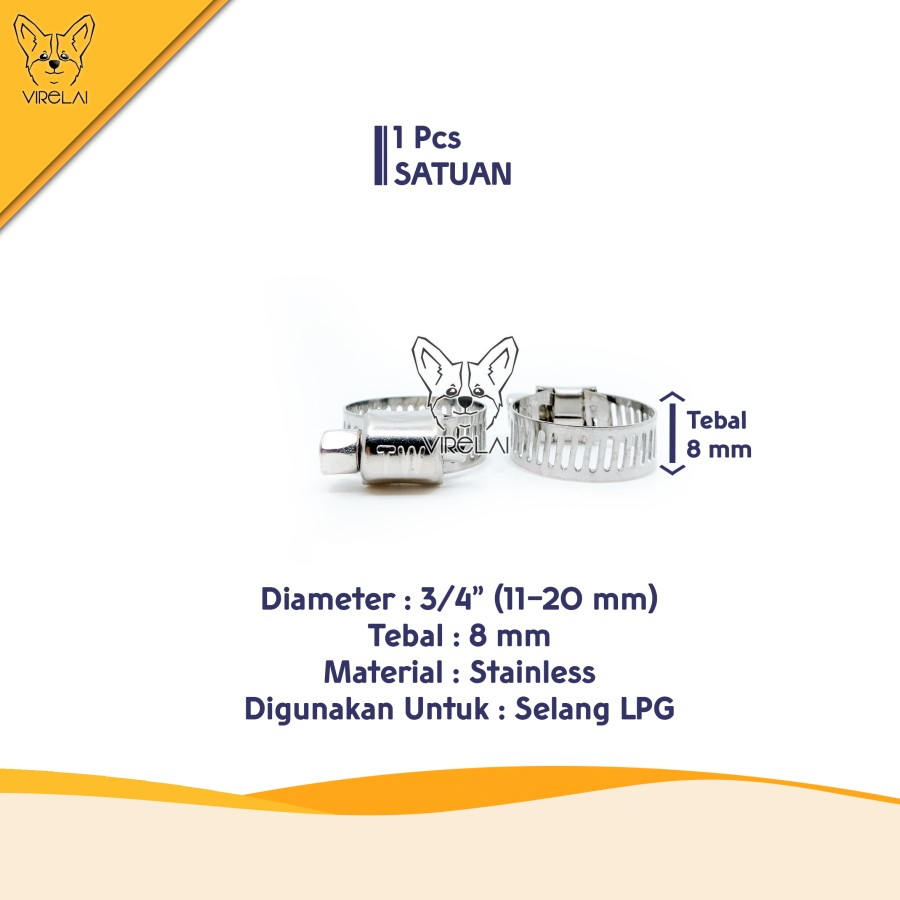 Stainless Klem Selang / Hose Clamp / Klem Gas 5/8&quot;; 1/2&quot;;  3/4&quot;; 7/8&quot;; 1&quot;; 1 1/4&quot;; 1 1/2&quot;; 1 3/4&quot;; 2&quot;; 2 1/4&quot;; 2 1/2&quot;; 3&quot;; 3 1/2&quot;; 4&quot;  [TW]