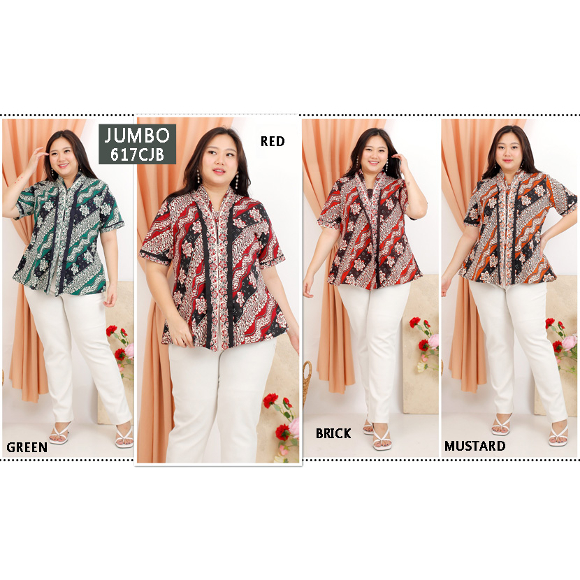 BIGCLO - (COD) LD 110-120cm Blouse Batik Super Jumbo Bigsize Baju Atasan Wanita Big Size 617 vol49