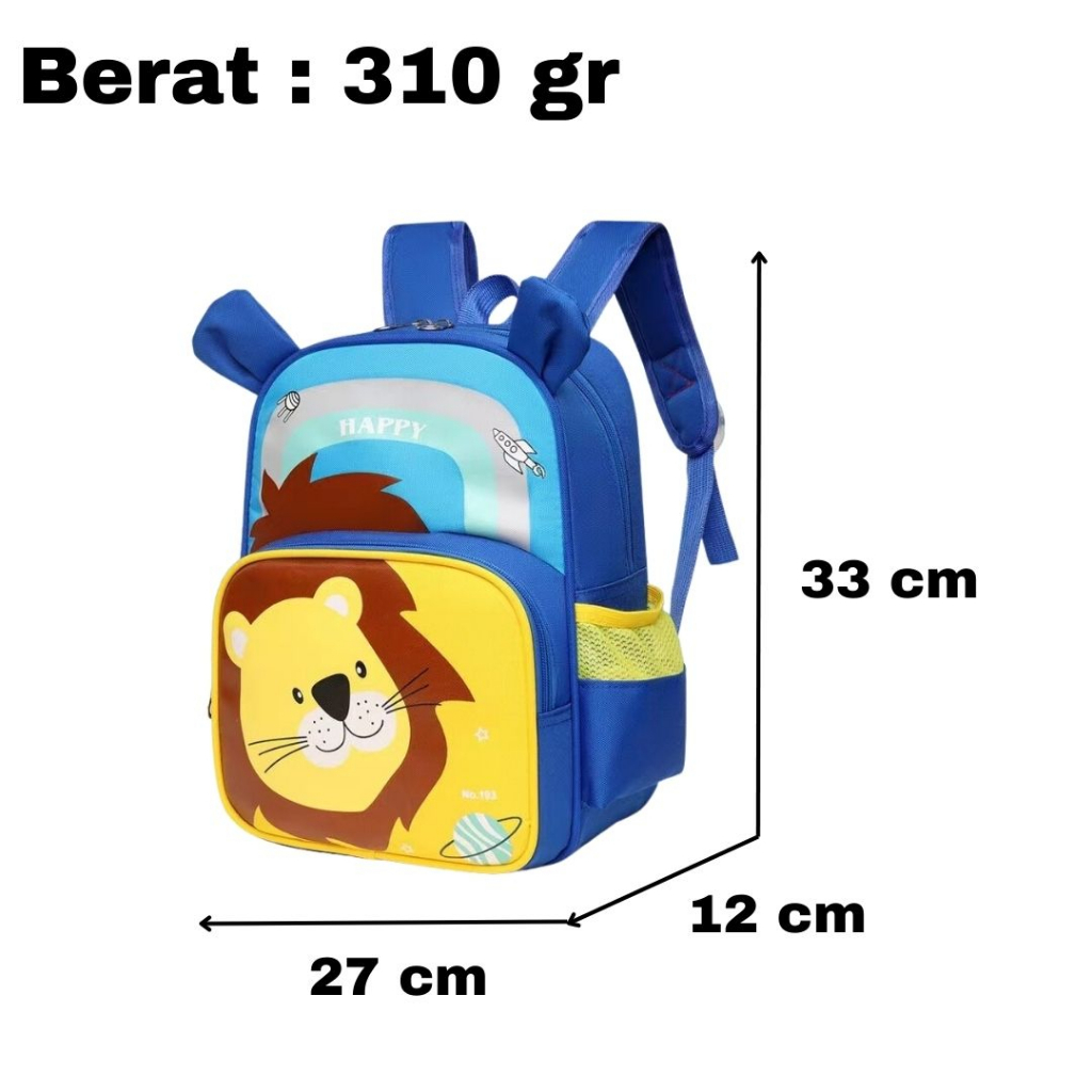 [M.Toys] Tas Ransel Anak Sekolah Gambar Karakter Hewan Lucu BUat Paud dan TK Kualitas Import Premium -M0240