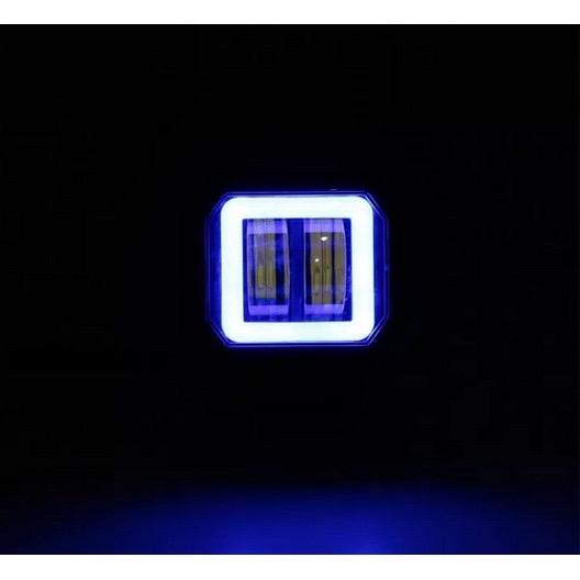 LAMPU TEMBAK SOROT LED CWL 2 MATA LENSA 4D MODEL BULAT KOTAK 20 WATT CREE ANGEL EYE UNIVERSAL MOBIL MOTOR ALUMUNIUM 12-24 VOLT