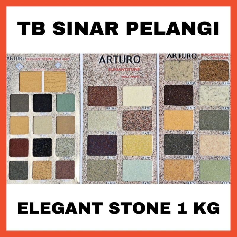 ARTURO Cat Tembok Tekstur Tipe Elegant stone 1 Kg Motif Batu Interior Eksterior Flakes Multicolor Ga