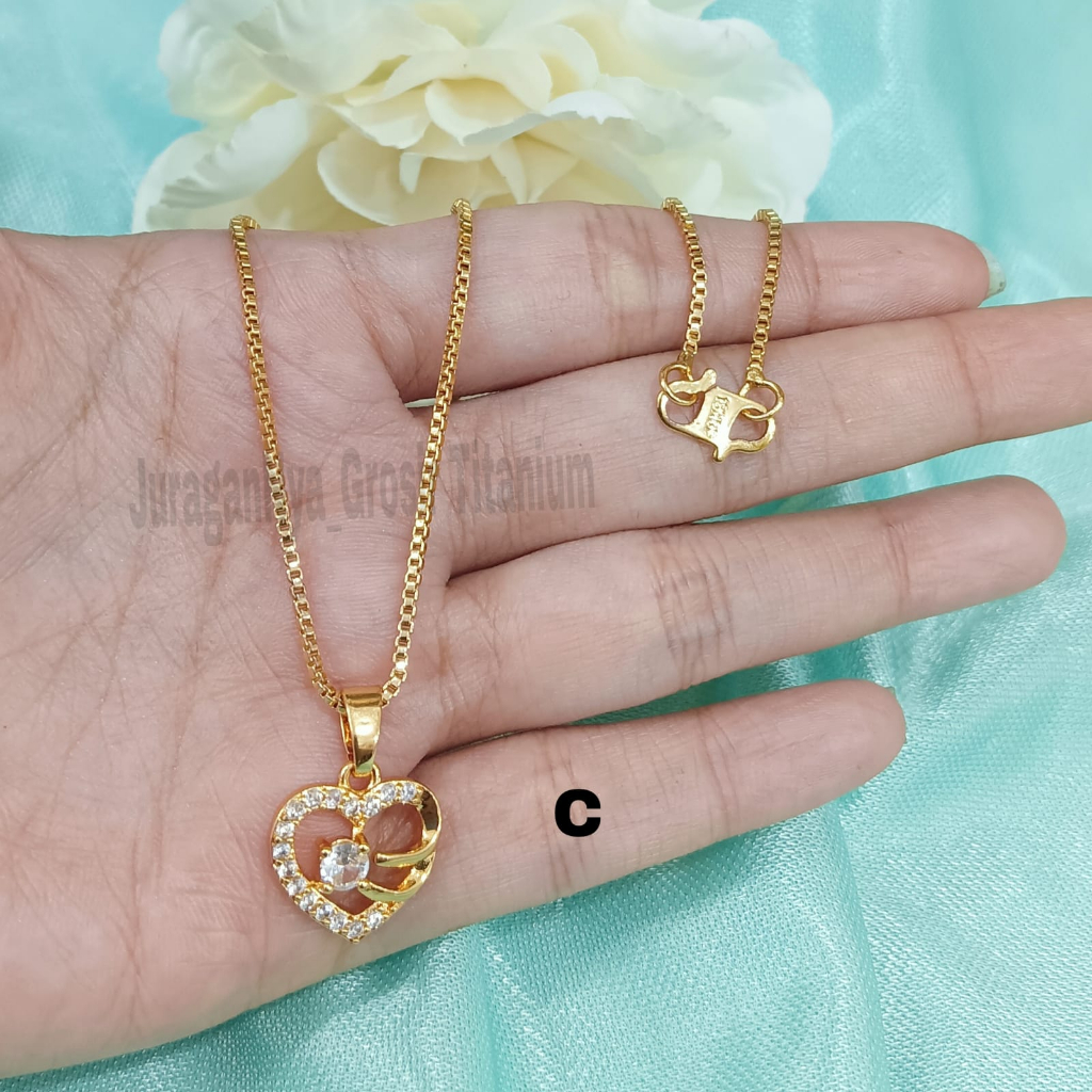 KALUNG WANITA  DEWASA LOVE ZIRCON FASHION ANTI KARAT DAN ANTI LUNTUR