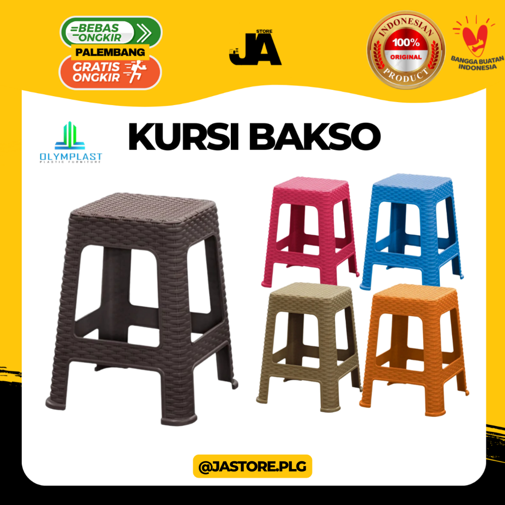 Kursi Bakso Plastik Rotan Olymplast Warna / Teras / Rattan Square Chair / Rumah Makan / Restoran / T