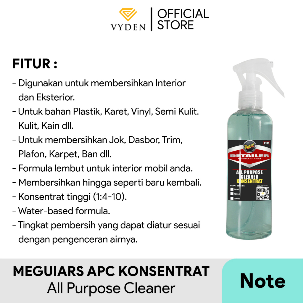 MEGUIARS D101 All Purpose Cleaner 100ml Spray Ecer Pembersih Interior MOBIL MURAH