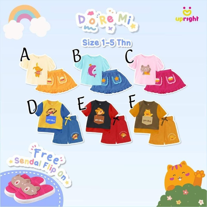 RAF UPRIGHT Set Baby Doremi Pakaian Baju Setelan Anak Bayi Laki-Laki Perempuan Atasan Bawahan Kidsap