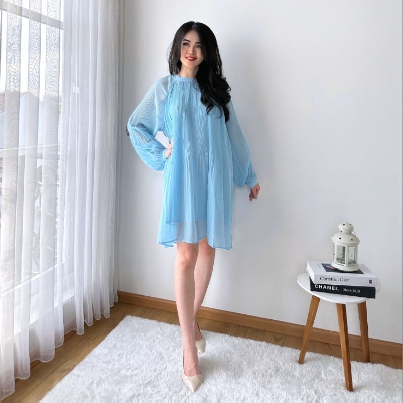 ARIEL DRESS | Korean Clothing | Korean Dress | Korean Style | Korean Look | Pleats Dress | Blue Dres