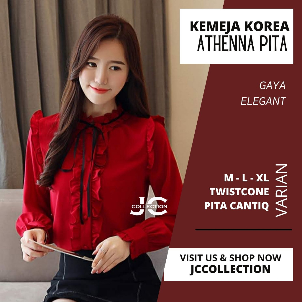 Blouse Korean Style Variasi Tali Pita Athenna - JCCollections