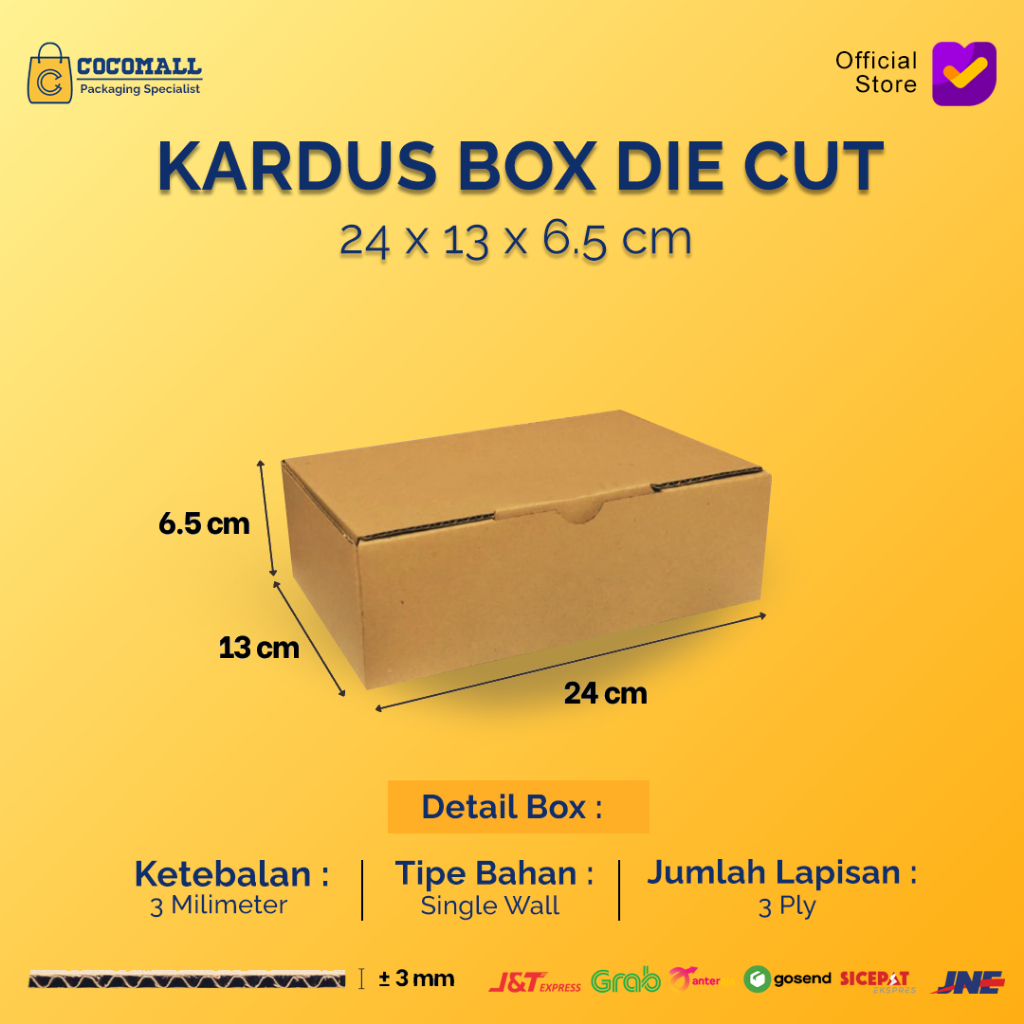 

Kardus Box Die Cut 24x13x6,5 CM Dus Packing Packaging Baru Polos