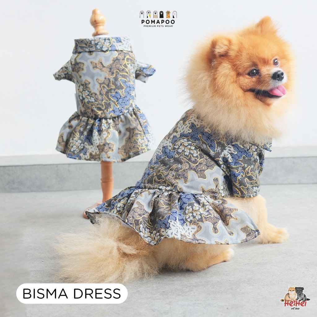 Pomapoo Kemeja Batik - Baju Kemeja Kucing Anjing Couple Shirt Dress - Pakaian Hewan Dress Kemeja