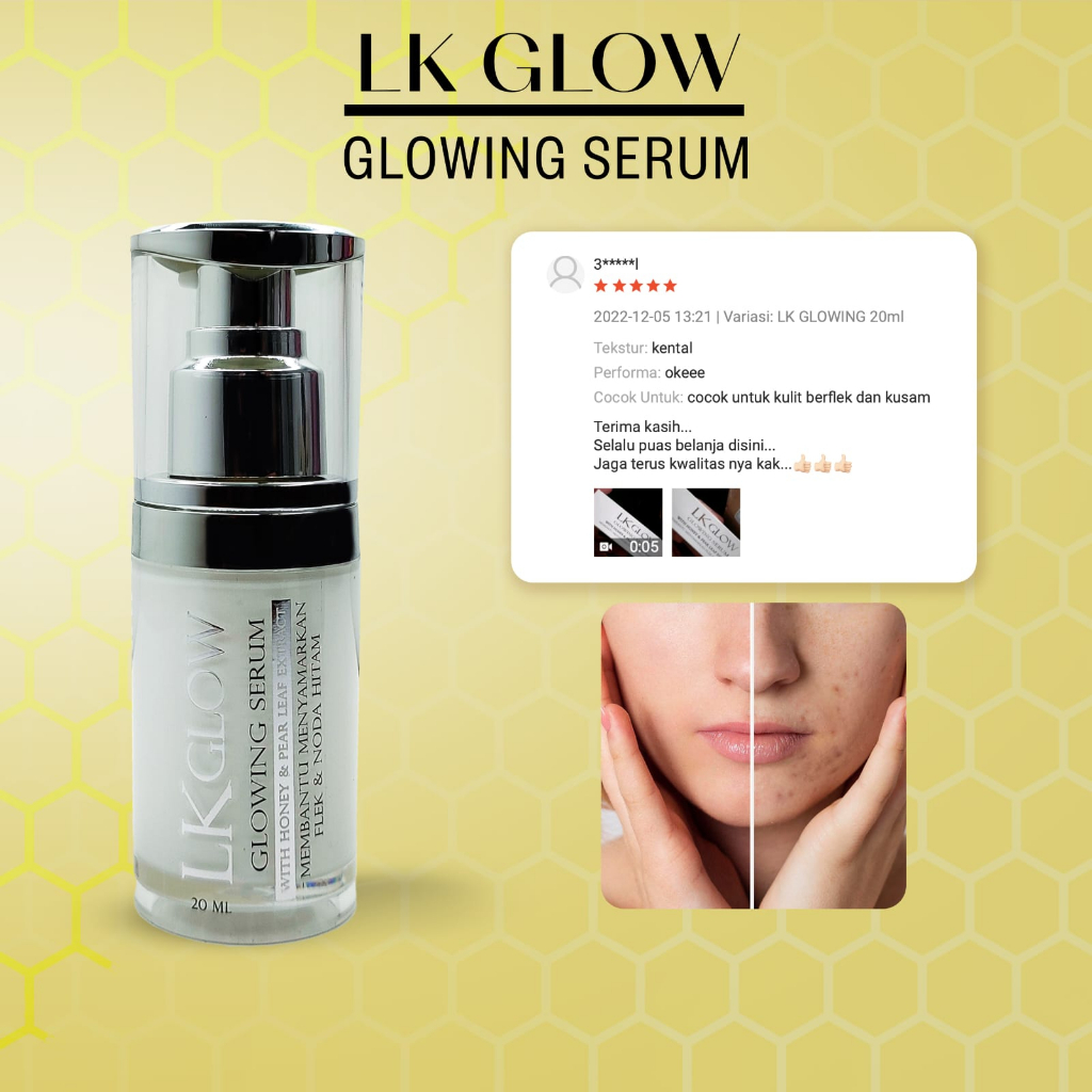 BPOM RI serum Totol Flek  LK Glowing Honey Pear 20ml menyamarkan flek noda hitam