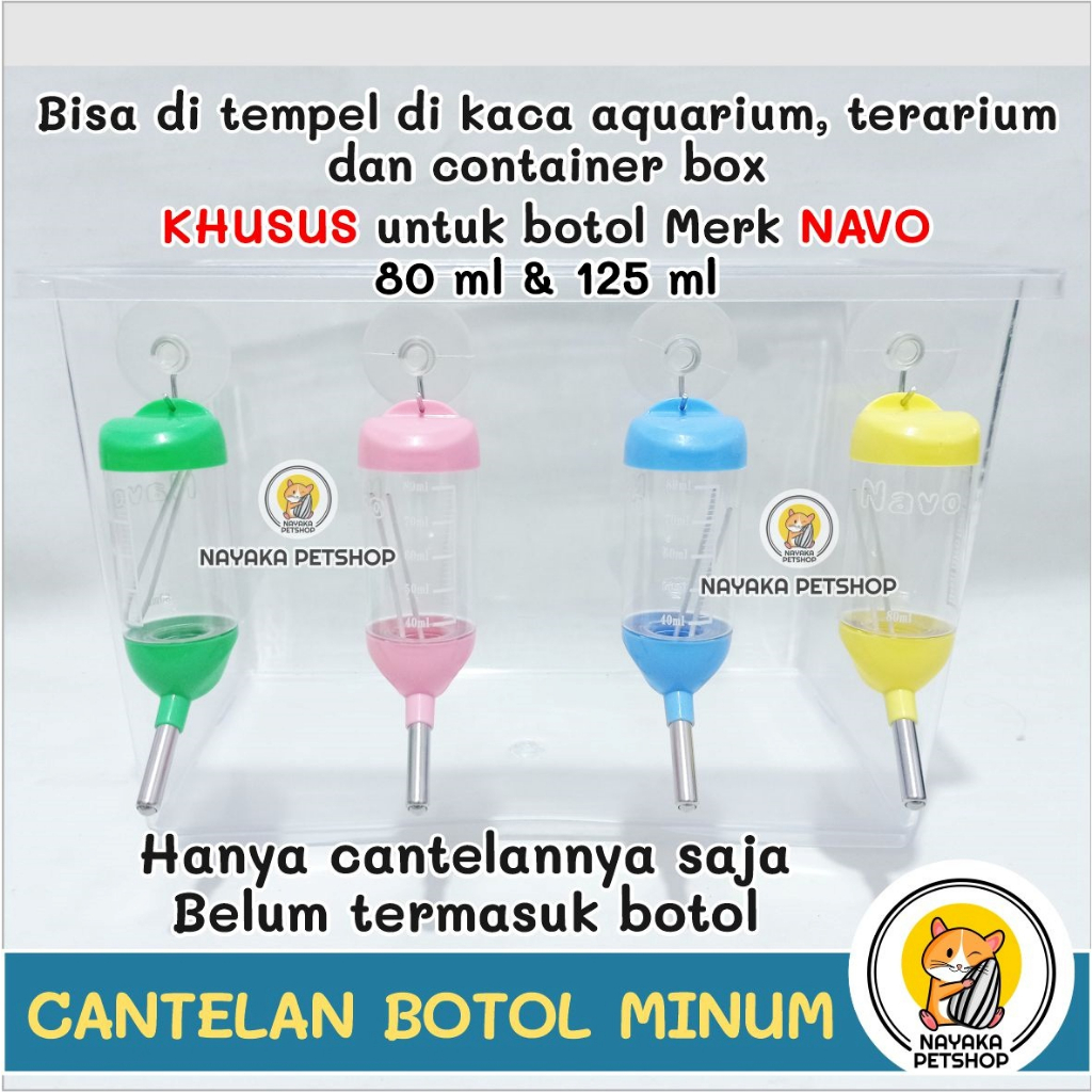 Kop Cantolan Dot Minum Hamster Navo Hook Cantelan Botol Air Gantungan Wadah Aquarium Terarium Akuarium Hewan