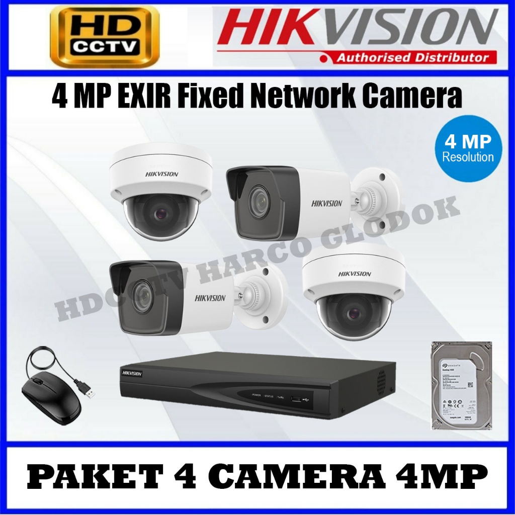 Paket IP Camera CCTV Hikvision CCTV 4 Camera Nvr 4 Channel PoE 4MP