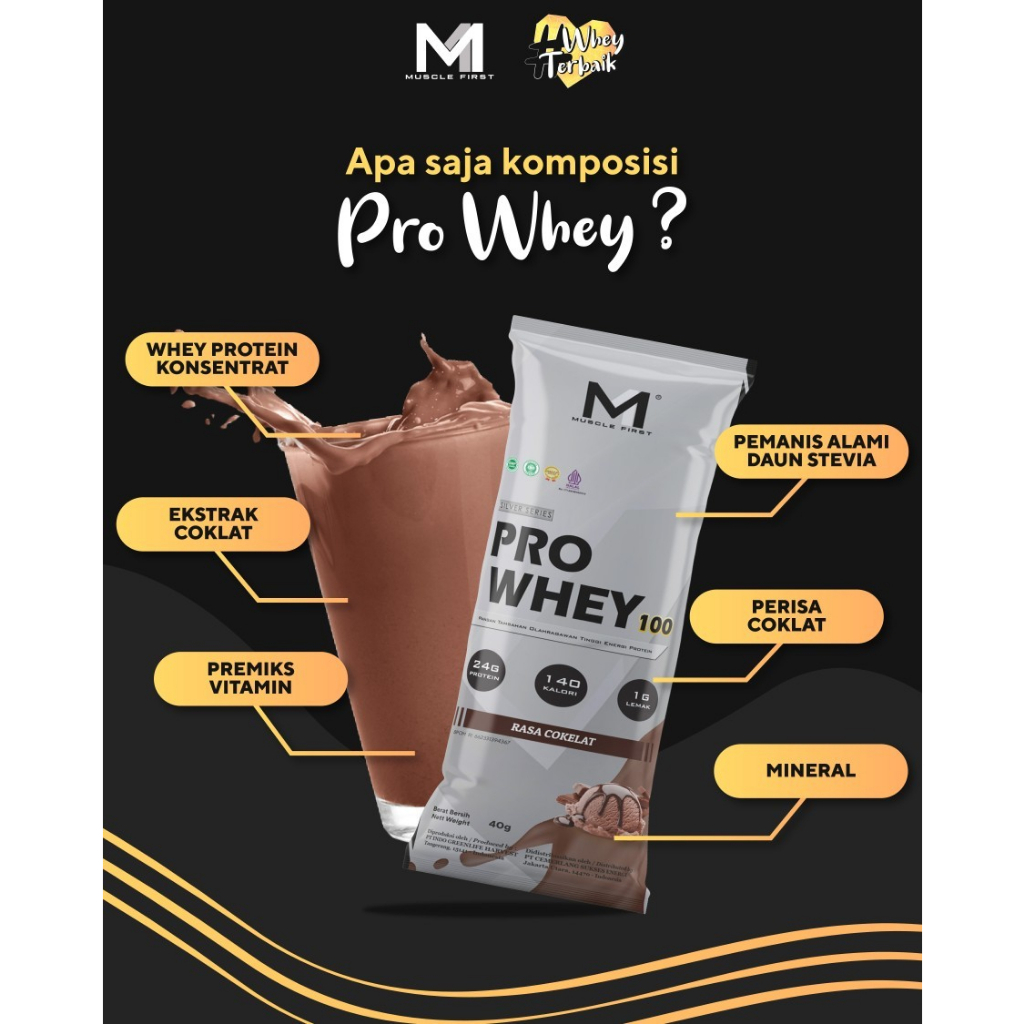 M1 Pro Whey 100 Muscle First 1 Sachet 40gr Whey Protein