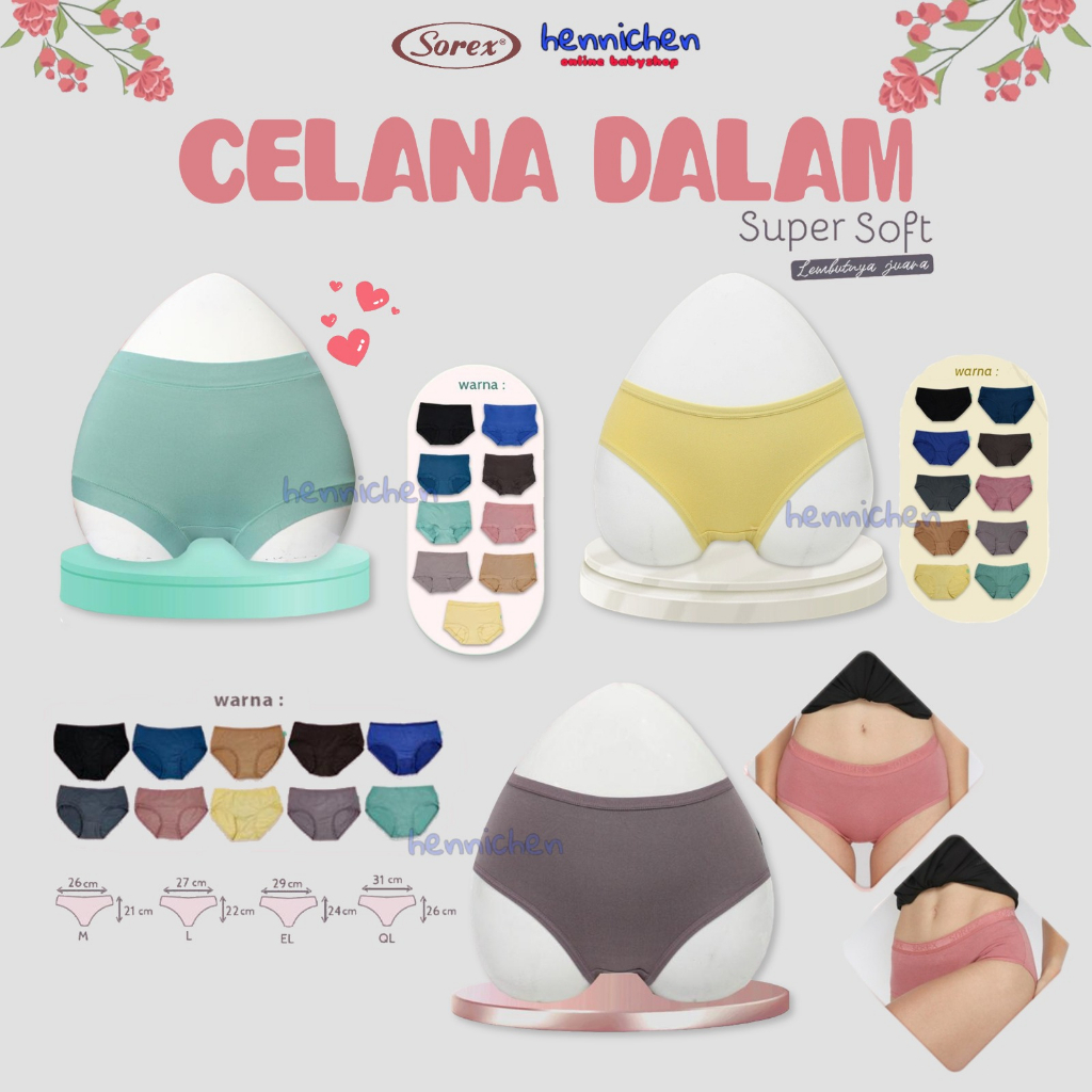 1 PCS SOREX Celana Dalam M L EL QL Celana Dalam Basic Wanita Dewasa Super Soft 1265 / 1257 / 1238 / 1239 / 1179 / 0839 / 1251 / 15232