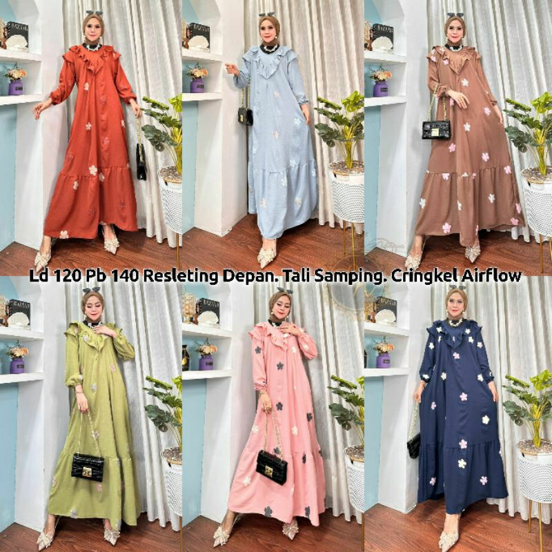 Gamis Cringkel Bordir Jumbo Ld 120| Gamis Cringkel Jumbo Ld 120 | Longdress Cringkel Jumbo Ld 120