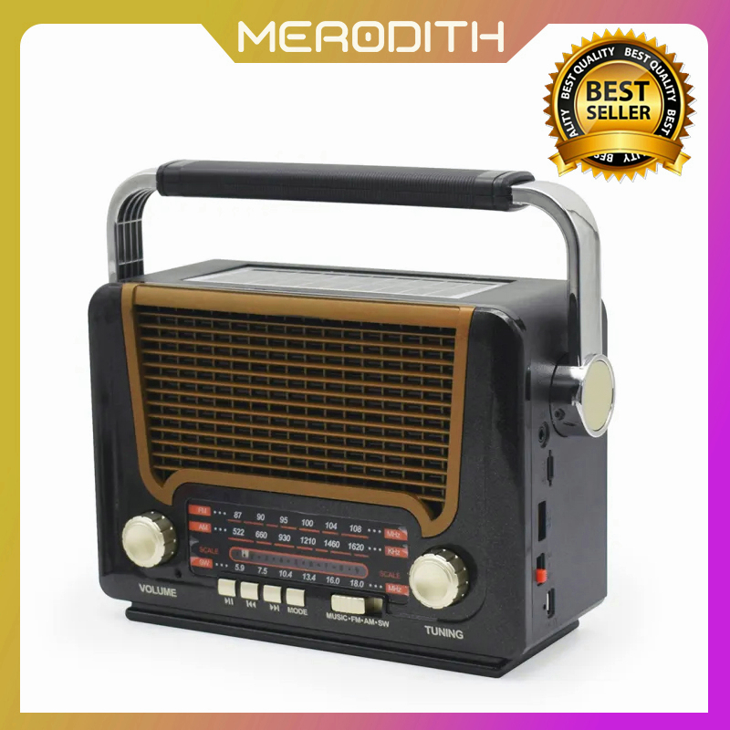 Radio Retro PortableFM/AM/SW/TF USB digunakan untuk Bluetooth Speaker Senter Bank Daya 100% ORI 527BTS