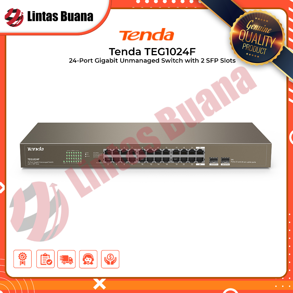 Tenda Switch TEG1024F 24-Port Gigabit Unmanaged Switch with 2 SFP Slots