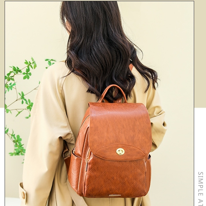 TAS RANSEL WANITA KOREA BACPACK KULIAH SEKOLAH KERJA IMPORT PREMIUM BRANDED TA797B7 SUBSTARA COKLAT KULIT KEKINIAN MURAH REMAJA DEWASA BATAM FASHION TERBARU