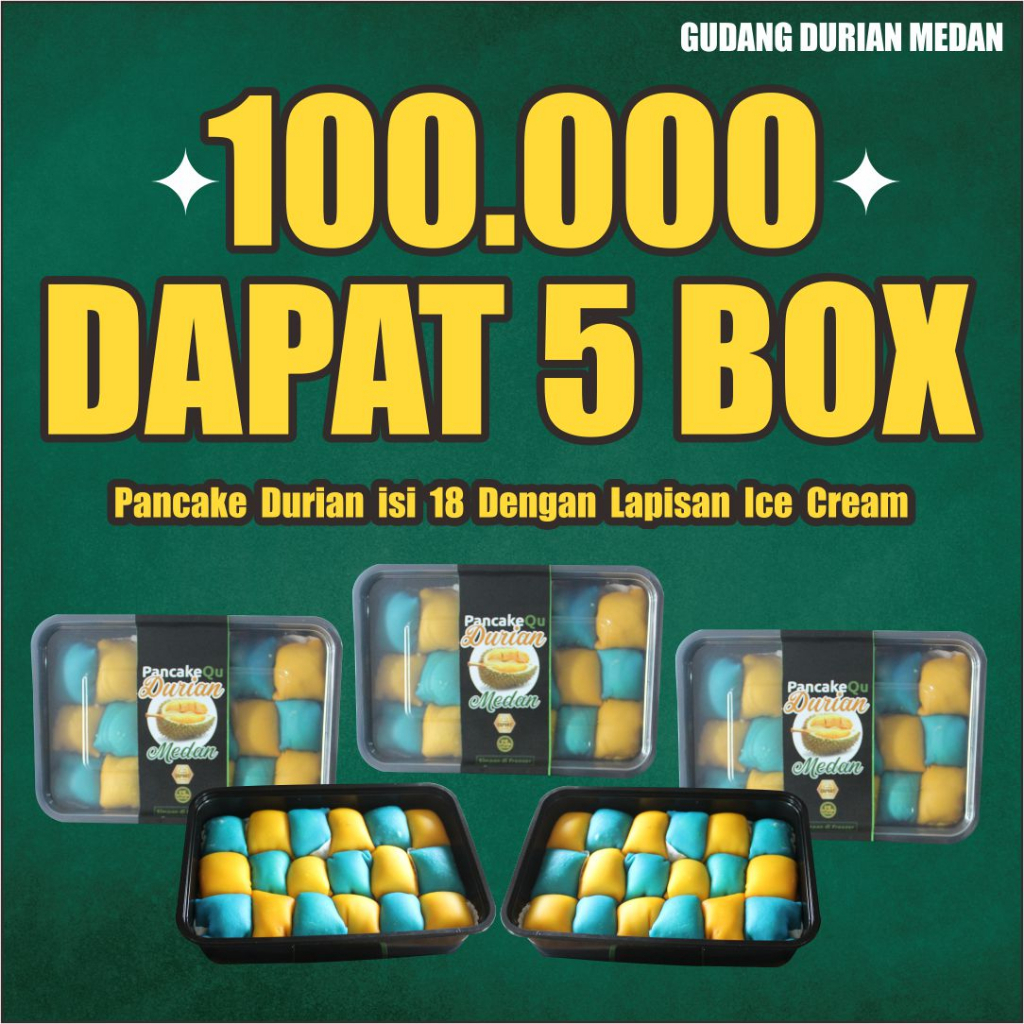 

Pancake Durian Medan isi 18 Dengan Lapisan Ice Cream (Dapat 5 Box)