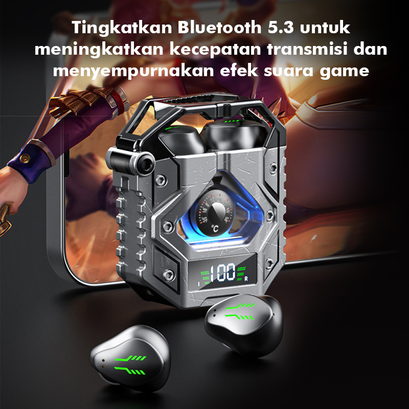 H9 Headset Bluetooth Nirkabel Full Metal TWS Bluetooth 5.3 Earphone Gaming Latensi Rendah ENC Pembatalan Kebisingan