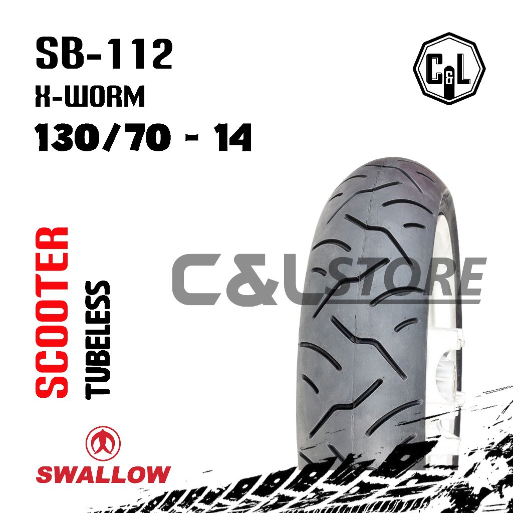 BAN LUAR MOTOR SWALLOW 130/70-14 RING 14 SB-112 X-WORM TUBELESS
