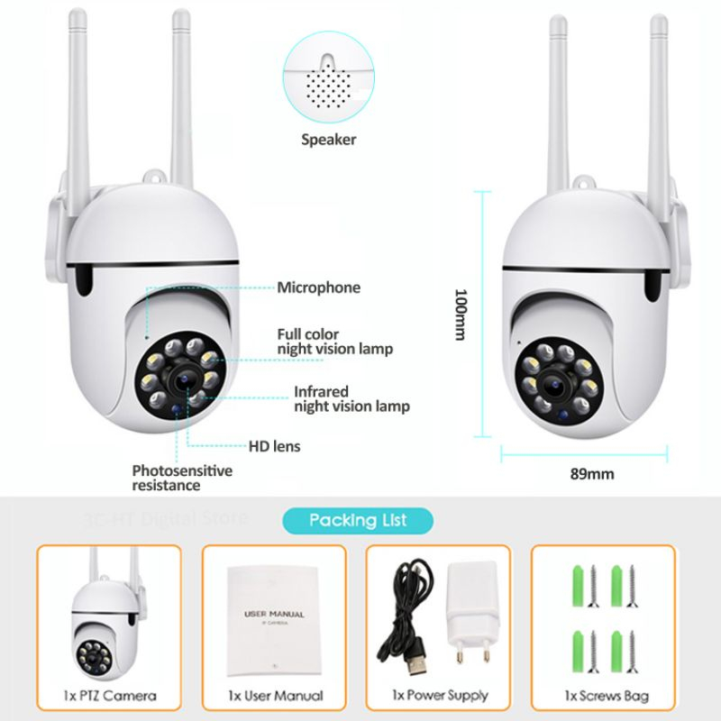 CCTV IP Wireless Mini Camera  V380PRO OUTDOOR 8MP FULL HD 1080P SMART WIFI CCTV 360 PTZ