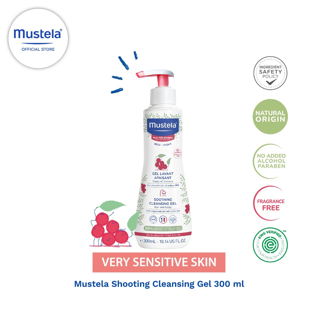 Mustela Cleansing Gel Lavant Apaisant - (300ml)  Sabun Mandi Bayi Kulit Sensitif