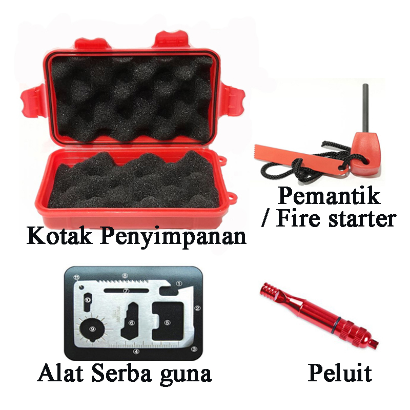 Rescue SOS Set 4 in 1 Alat Keselamatan Outdoor Hiking Camping Set 4 in 1 Rescue SOS