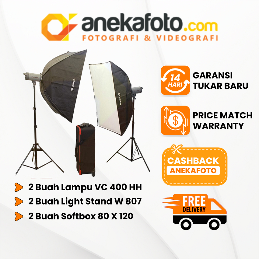 Visico Studio Kit VC 400 HH Softbox 2 Head