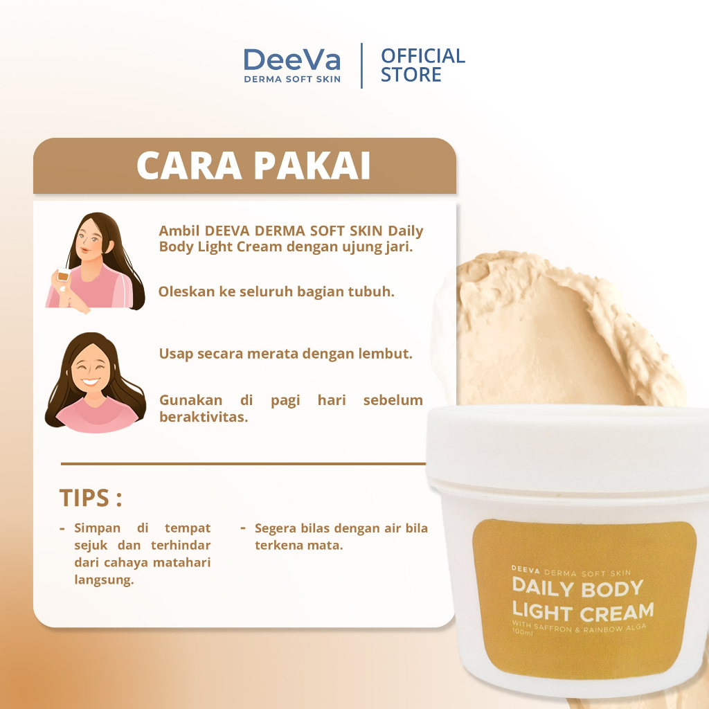 DeeVa Derma Soft Skin - Daily Light Body Cream (krim tubuh mencerahkan dan memutihkan seketika)